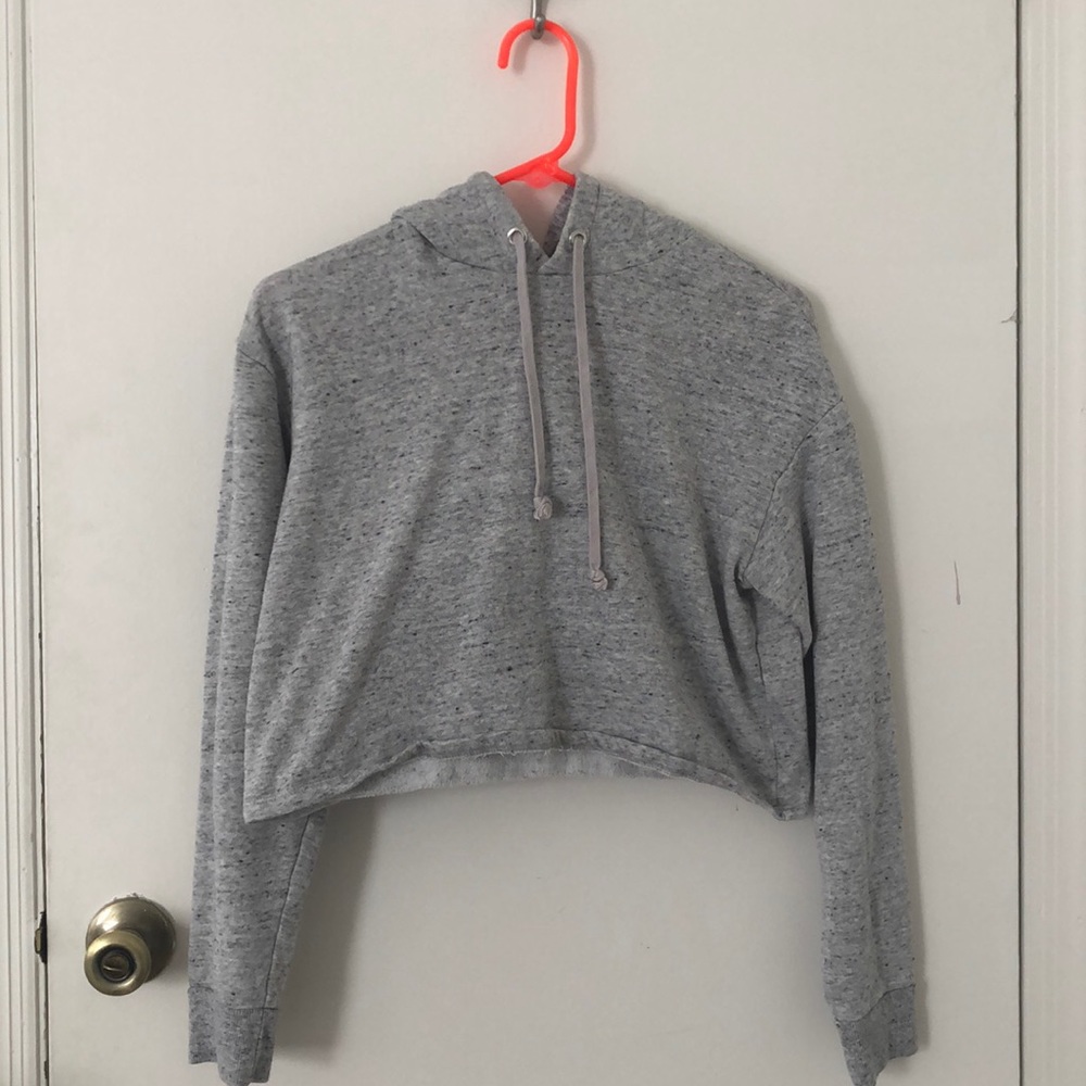 gray cropped hoodie